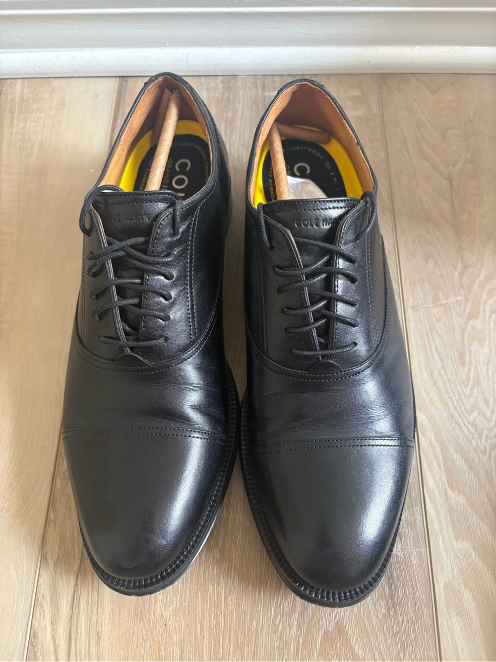 Cole Haan Black Leather Cap-Toe Derby Dress Shoes